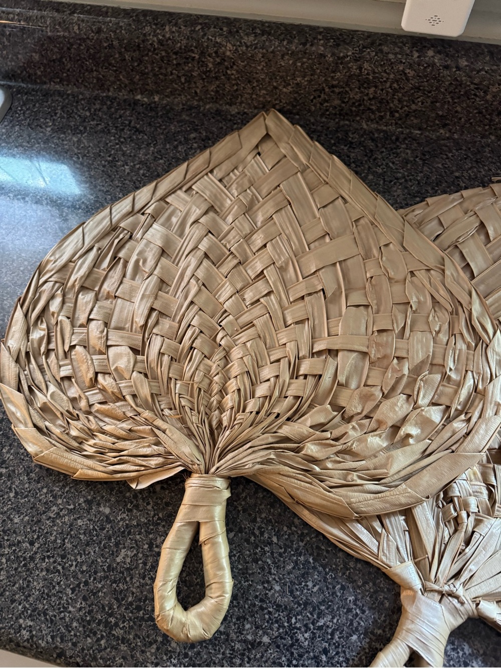 Vintage Boho Wall Hanging Set of 2 Hand Woven Straw Fans